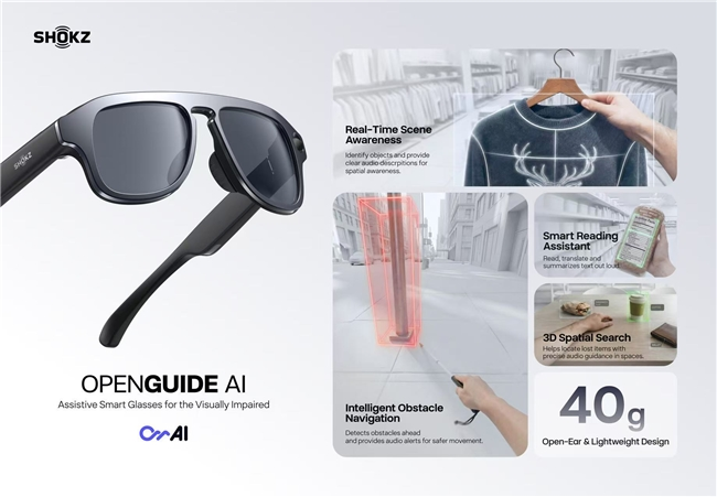 韶音于CES 2026呈现智能可穿戴新生态:推出AI眼镜OpenGuide AI、OpenVision(图2) 韶音于CES 2026呈现智能可穿戴新生态:推出AI眼镜OpenGuide AI、OpenVision(图2)