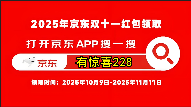 2025京东双11活动开始，京东双十一红包口令【有惊喜228】，京东双十一红包大额加码(图3)