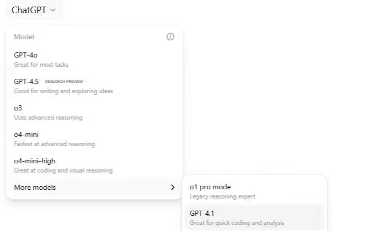OpenAI 升级 ChatGPT AI聊天机器人，GPT-4.1 编程专家模型