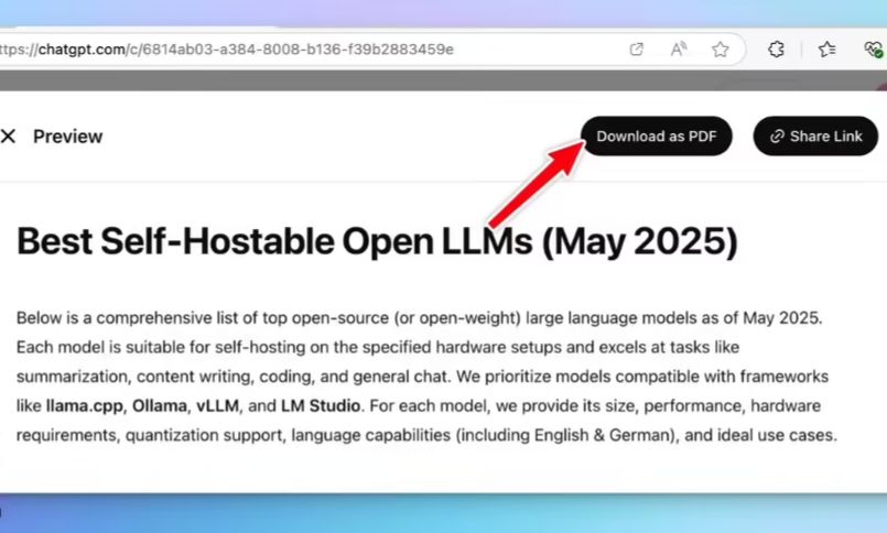 ChatGPT 深度研究新增导出为 PDF 功能，可保留报告格式