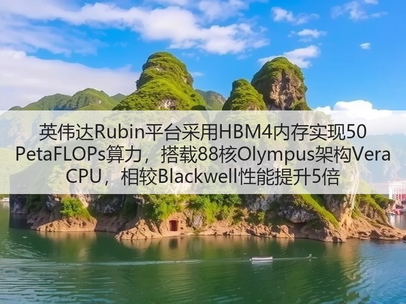英伟达Rubin平台采用HBM4内存实现50 PetaFLOPs算力,搭载88核Olympus架构Vera CPU,相较Blackwell性能提升5倍(图3) 英伟达Rubin平台采用HBM4内存实现50 PetaFLOPs算力,搭载88核Olympus架构Vera CPU,相较Blackwell性能提升5倍(图3)