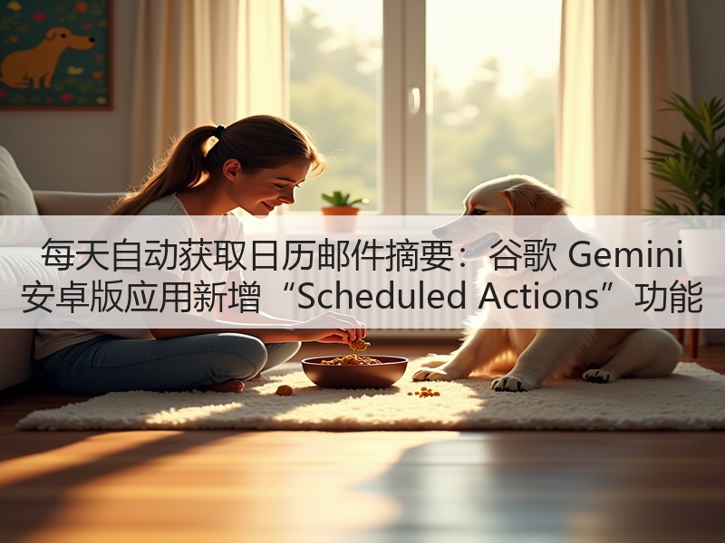 每天自动获取日历邮件摘要:谷歌 Gemini 安卓版应用新增“Scheduled Actions”功能(图3) 每天自动获取日历邮件摘要:谷歌 Gemini 安卓版应用新增“Scheduled Actions”功能(图3)